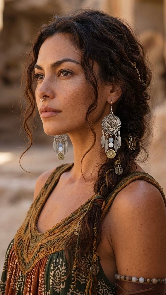 Boho Feather Drops Earrings
