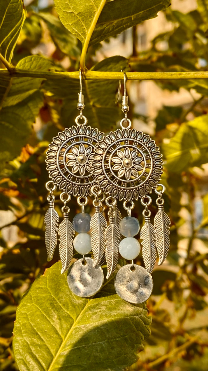 Boho Feather Drops Earrings