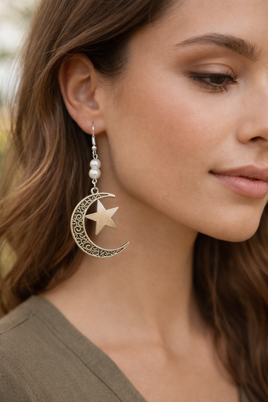 Luna Crescent Pearl Earrings
