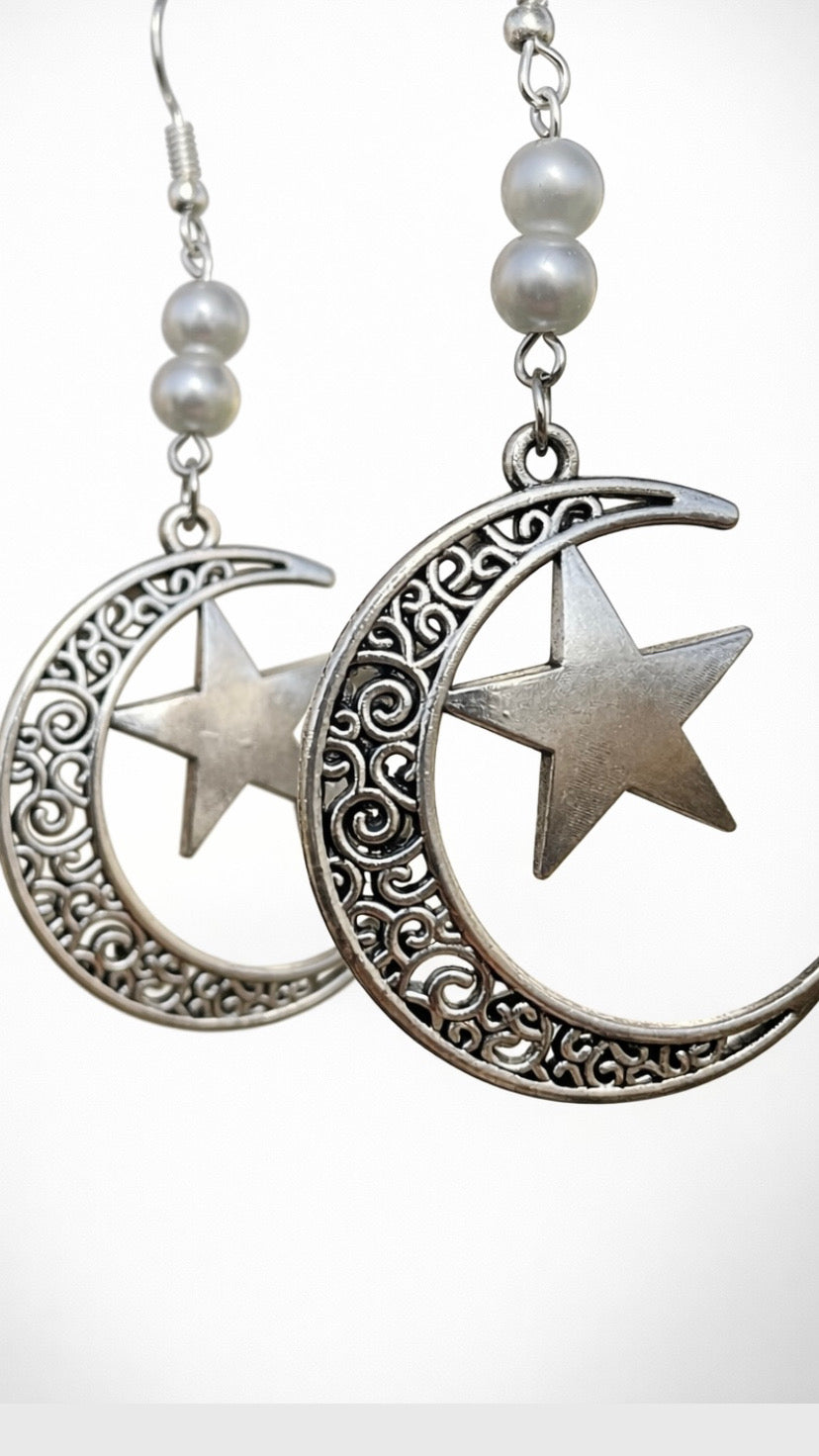 Luna Crescent Pearl Earrings