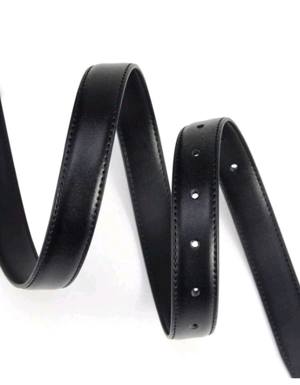 Black leather belt on a white background