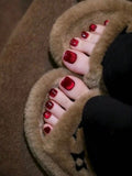 24PCS Y2K Blood-Red Crystal Cat Eye Press-On Toenails