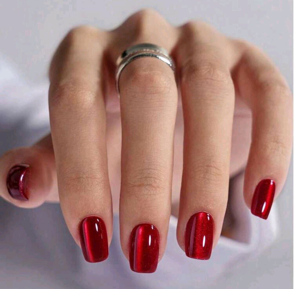 30PCS Short Square Red Press-On Nails – Classic Glossy Set