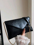 Black Envelope Chain Crossbody Bag – Elegant One Shoulder Minimalist Handbag