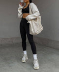 Women’s Black Padded Fur Winter Leggings – Warm & Cozy Thermal Pants