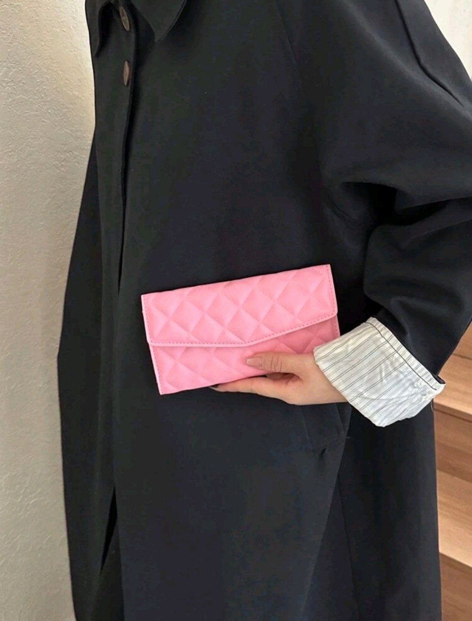 Women's Long Wallet ( Beige & Pink )