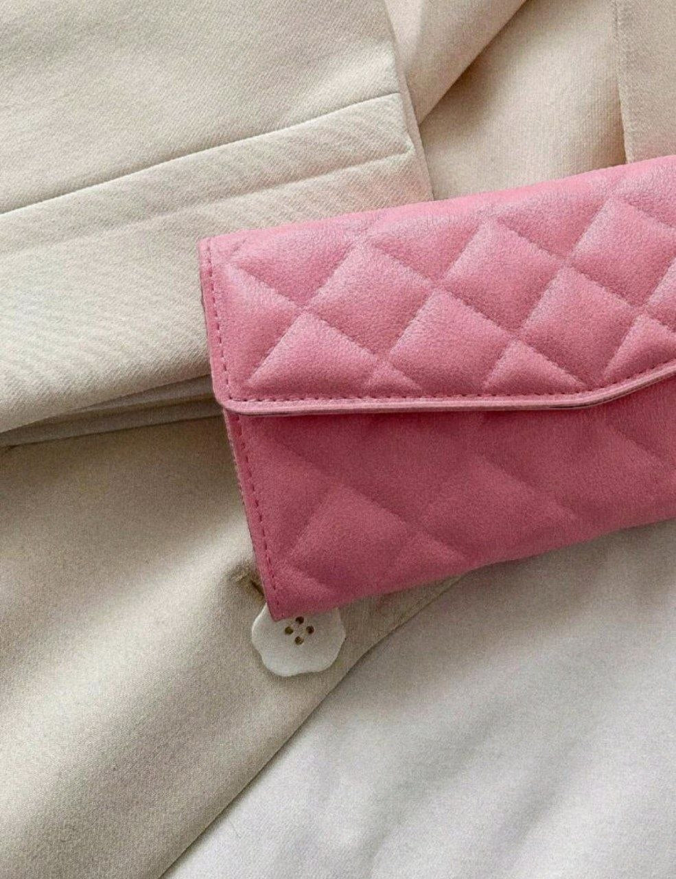 Women's Long Wallet ( Beige & Pink )