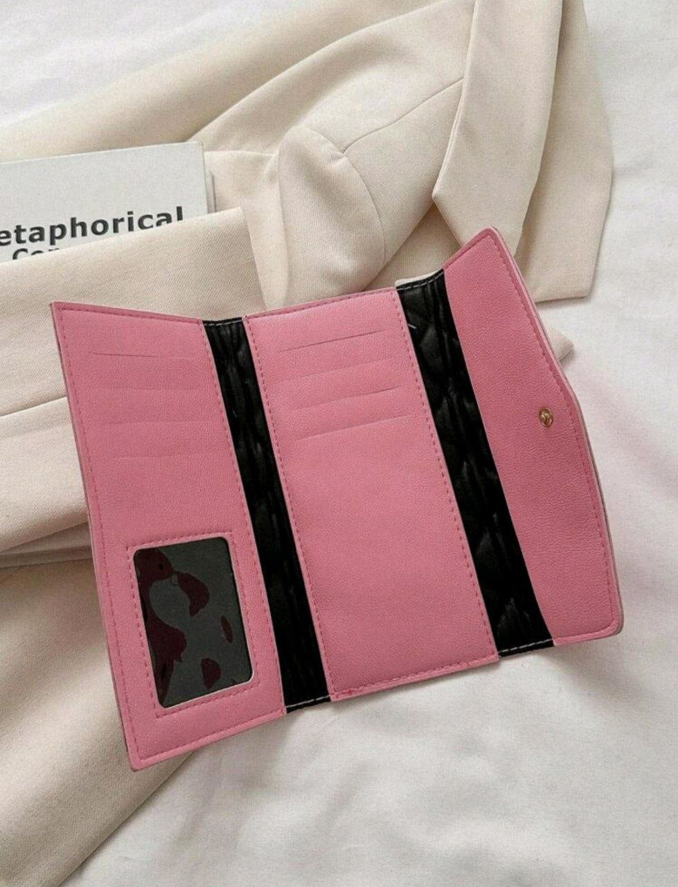 Women's Long Wallet ( Beige & Pink )