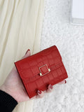 Red Crocodile Embossed Bi-Fold Mini Wallet – Slim Portable Card & Cash Organizer for Women