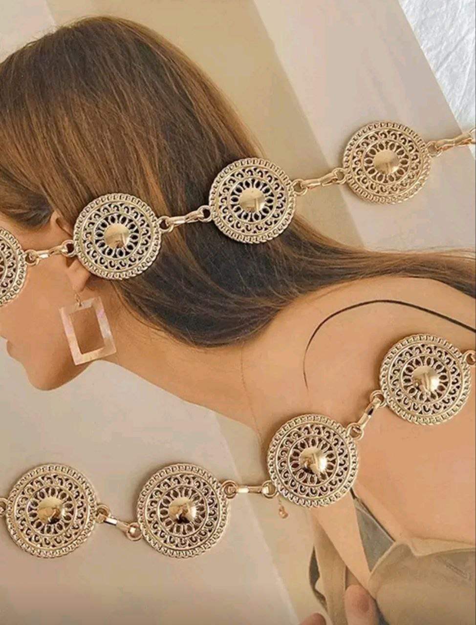 Women’s Bohemian Gold/Silver Waist Chain – Hollow Round Disc (High-End & Versatile