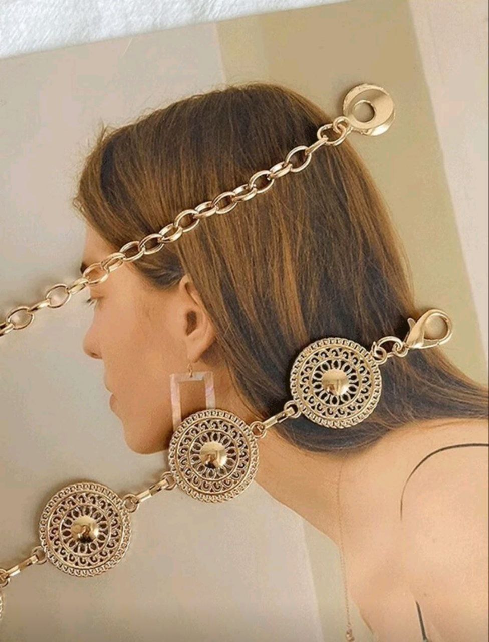 Women’s Bohemian Gold/Silver Waist Chain – Hollow Round Disc (High-End & Versatile