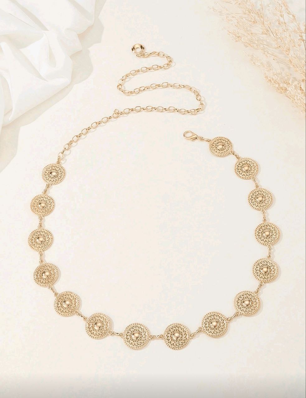 Women’s Bohemian Gold/Silver Waist Chain – Hollow Round Disc (High-End & Versatile