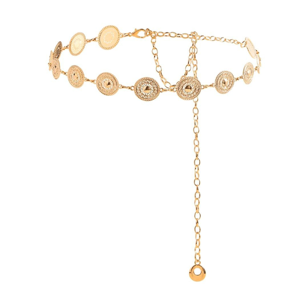 Women’s Bohemian Gold/Silver Waist Chain – Hollow Round Disc (High-End & Versatile