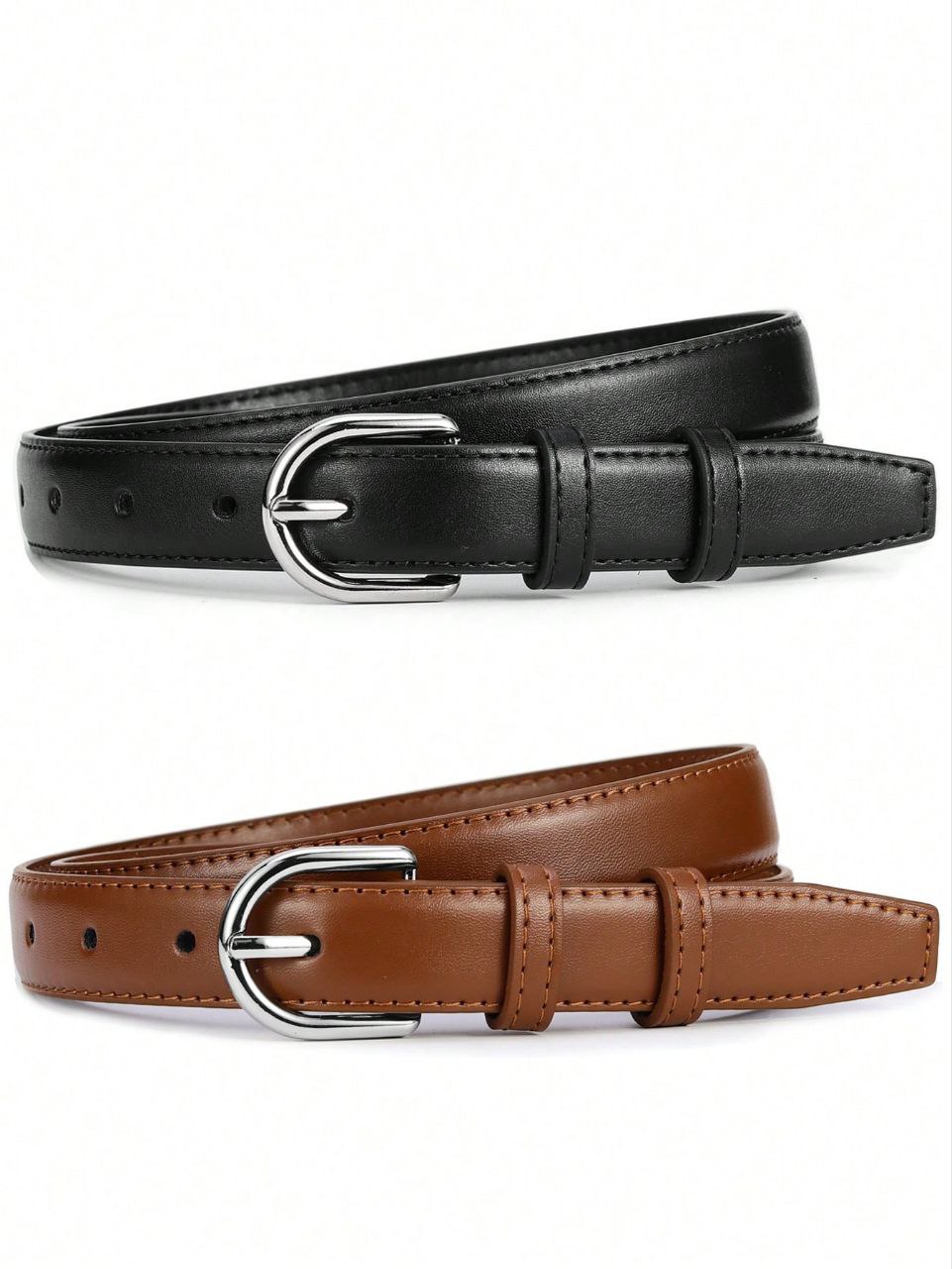 Women’s Casual High-End Belt – Silver Buckle (Versatile Daily Style)