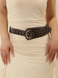 Women’s Heavy Duty Western Belt – Brown Distressed Studded Design