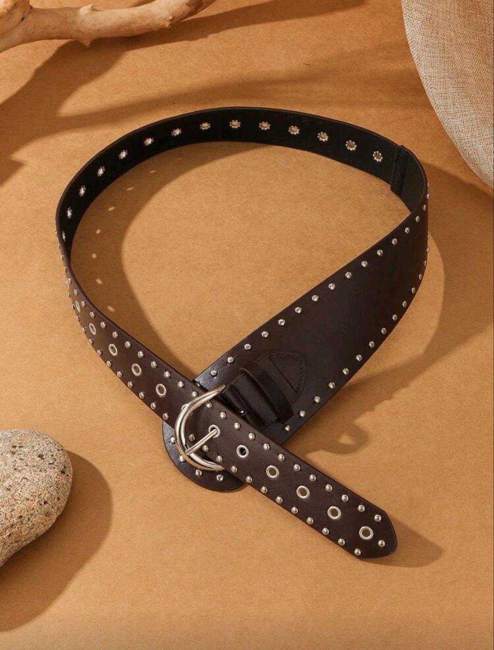 Women’s Heavy Duty Western Belt – Brown Distressed Studded Design