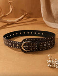 Women’s Heavy Duty Western Belt – Brown Distressed Studded Design