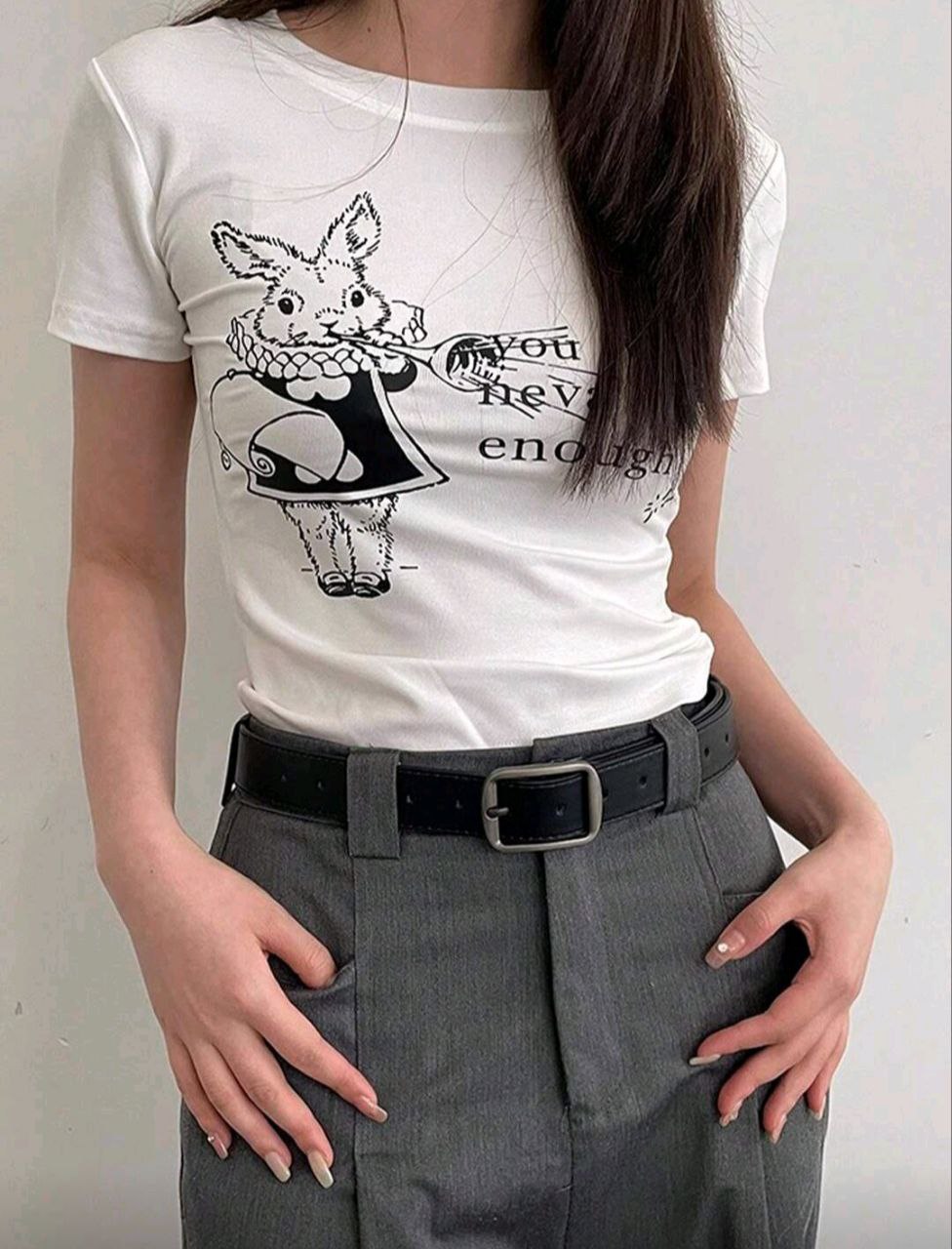 Women’s Black PU Leather Belt with Silver Square Buckle