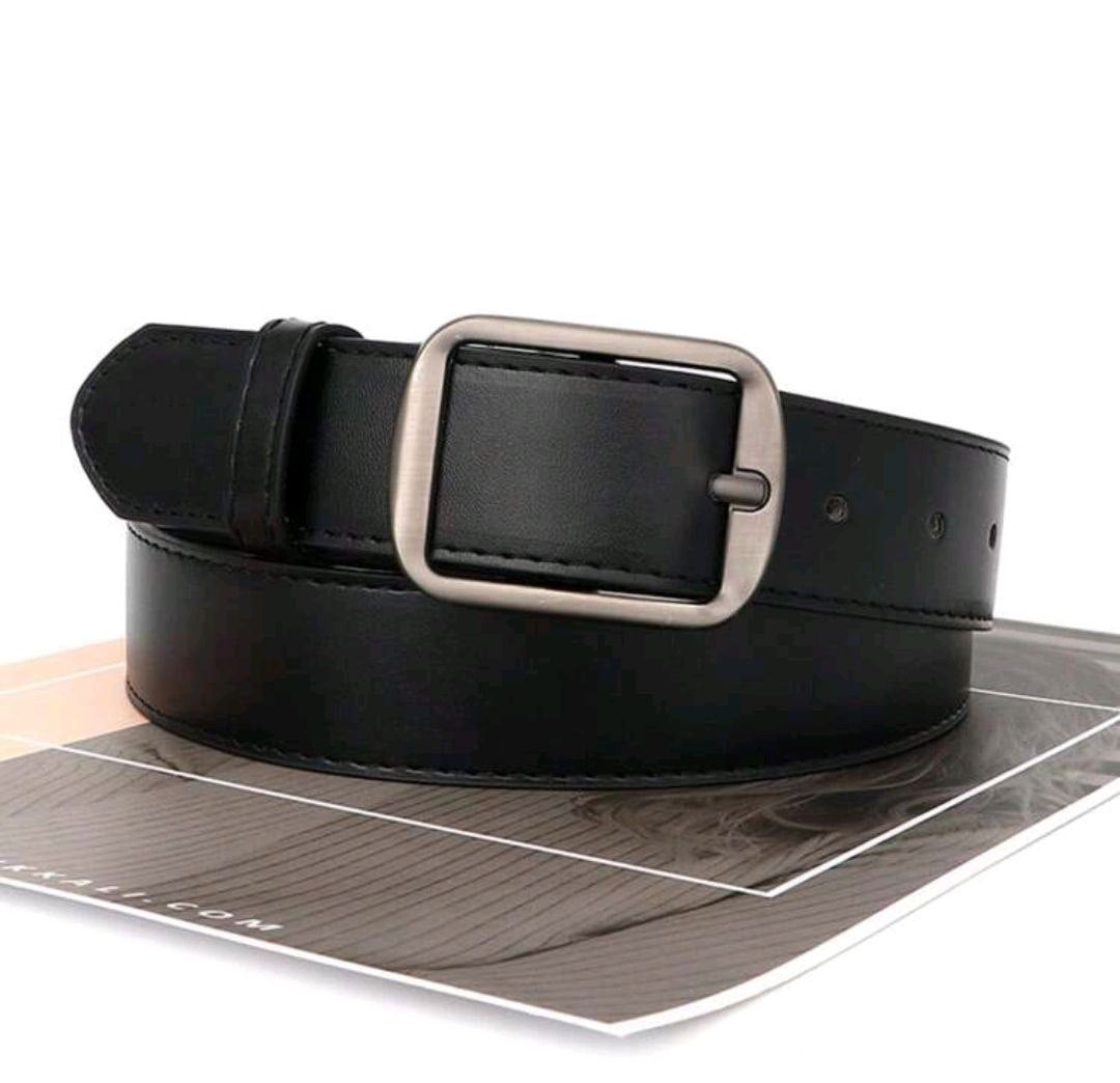 Women’s PU Leather Belt with Silver Square Buckle – ( Coffee & Black )