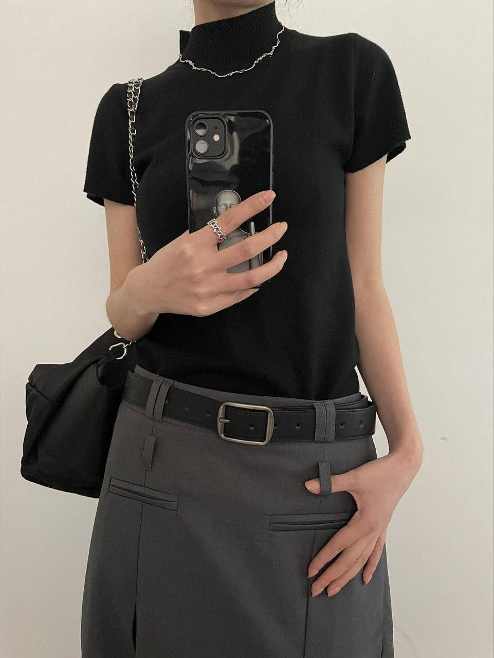 Women’s PU Leather Belt with Silver Square Buckle – ( Coffee & Black )