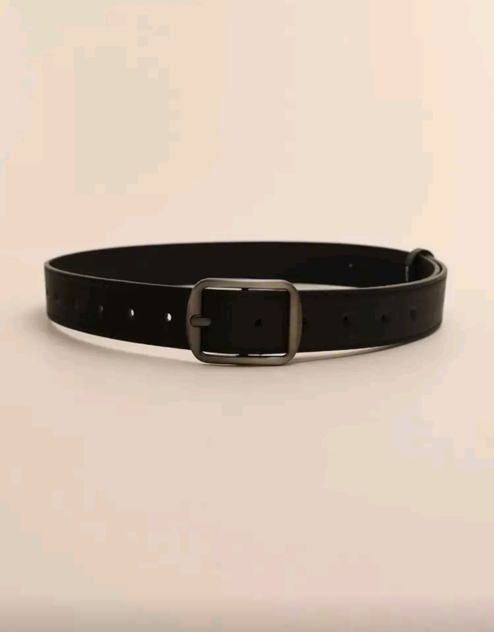 Women’s PU Leather Belt with Silver Square Buckle – ( Coffee & Black )