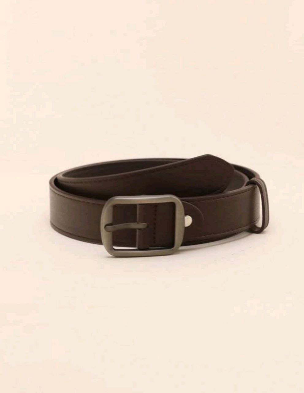 Women’s PU Leather Belt with Silver Square Buckle – ( Coffee & Black )