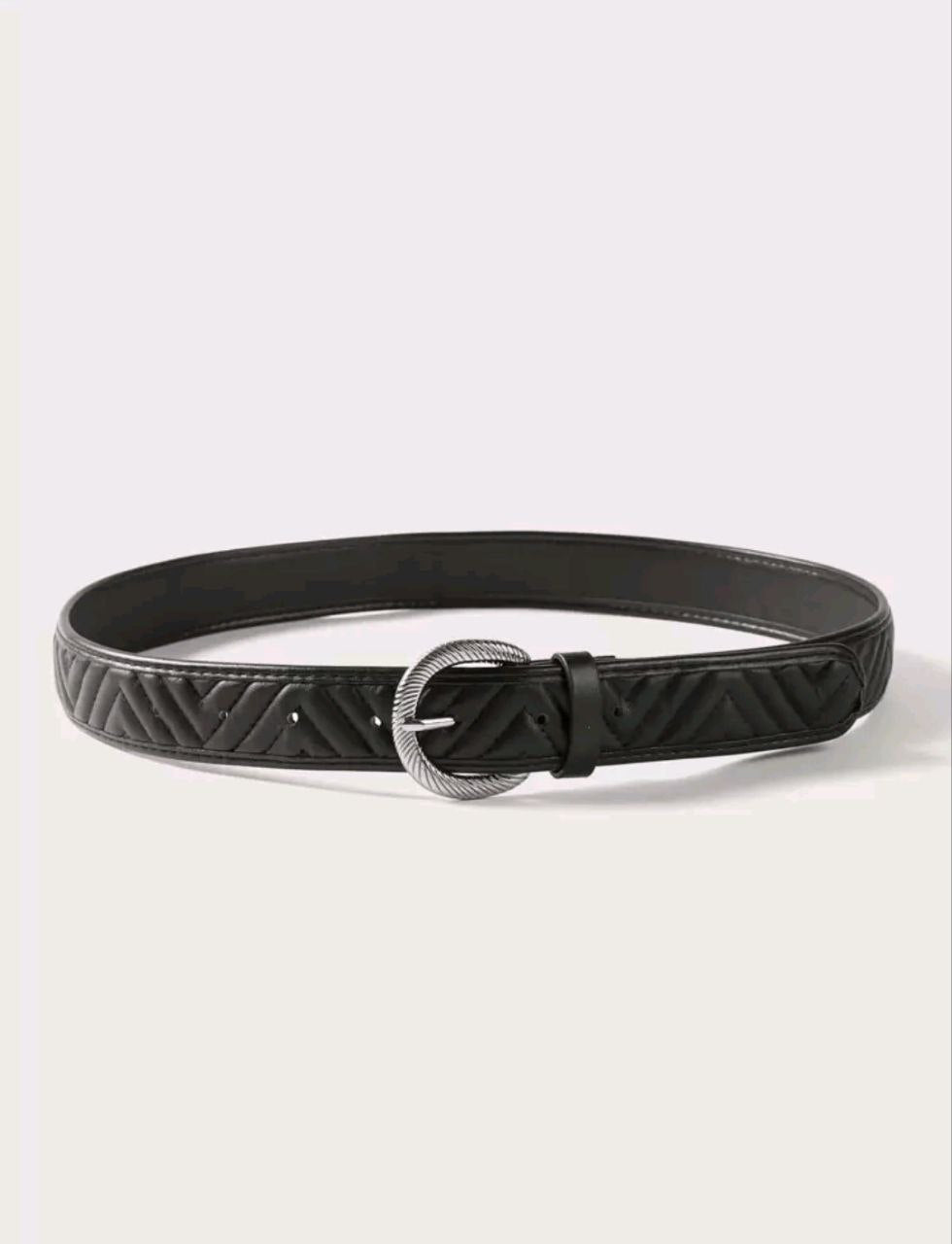 Women’s Black Quilted Belt – Metal Buckle (All-Match Style)