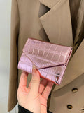 Shiny Crocodile Embossed Bi-Fold Wallet – Metallic Slim Card & Cash Wallet for Women