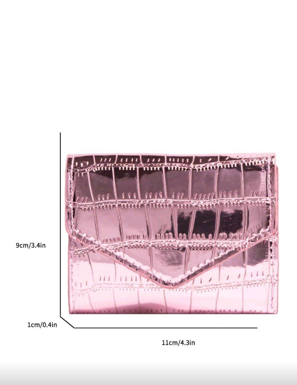 Shiny Crocodile Embossed Bi-Fold Wallet – Metallic Slim Card & Cash Wallet for Women