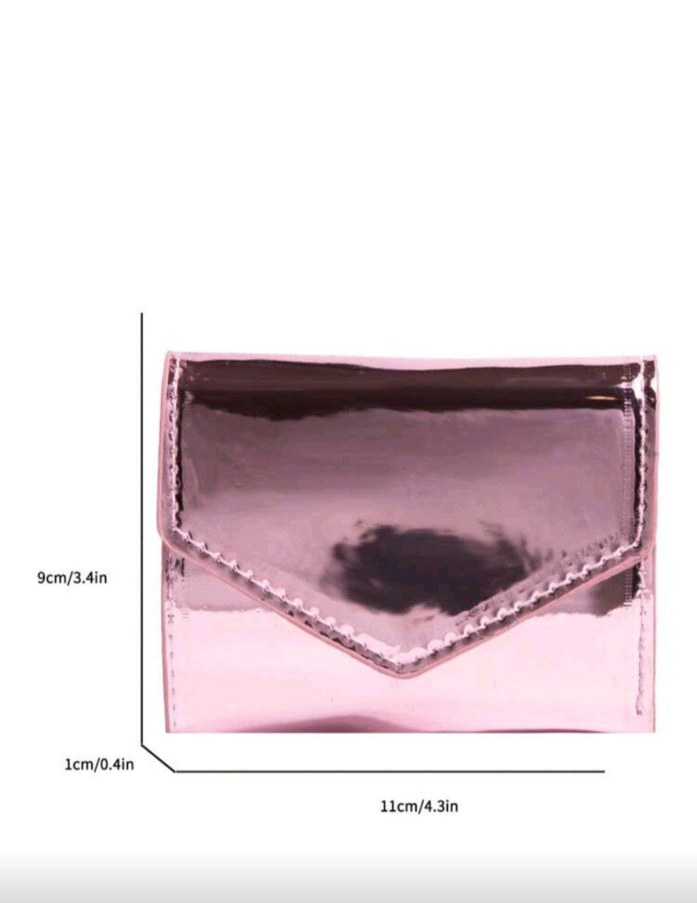 Shiny Short Coin Wallet – Solid Color Small Wallet for Women