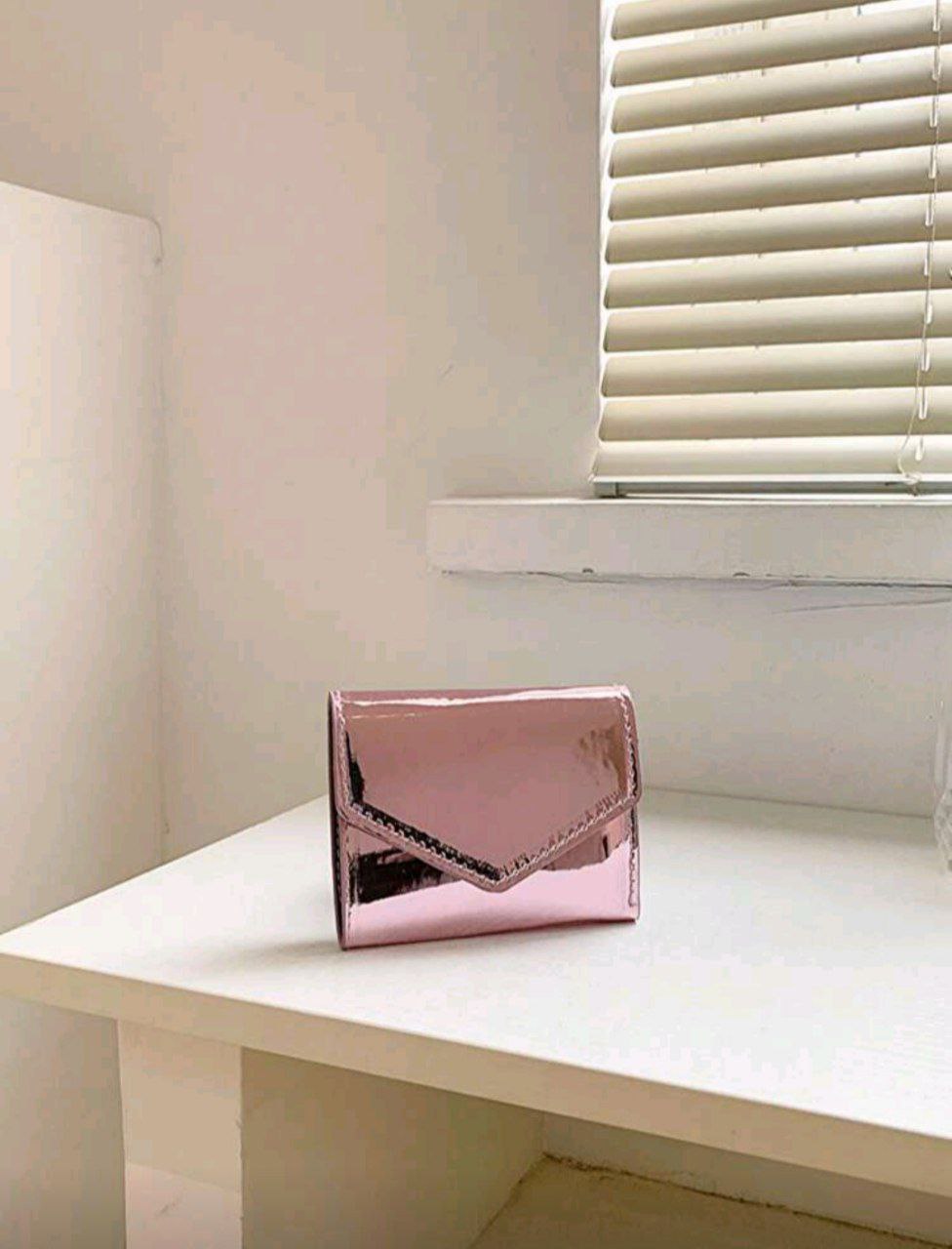 Shiny Short Coin Wallet – Solid Color Small Wallet for Women