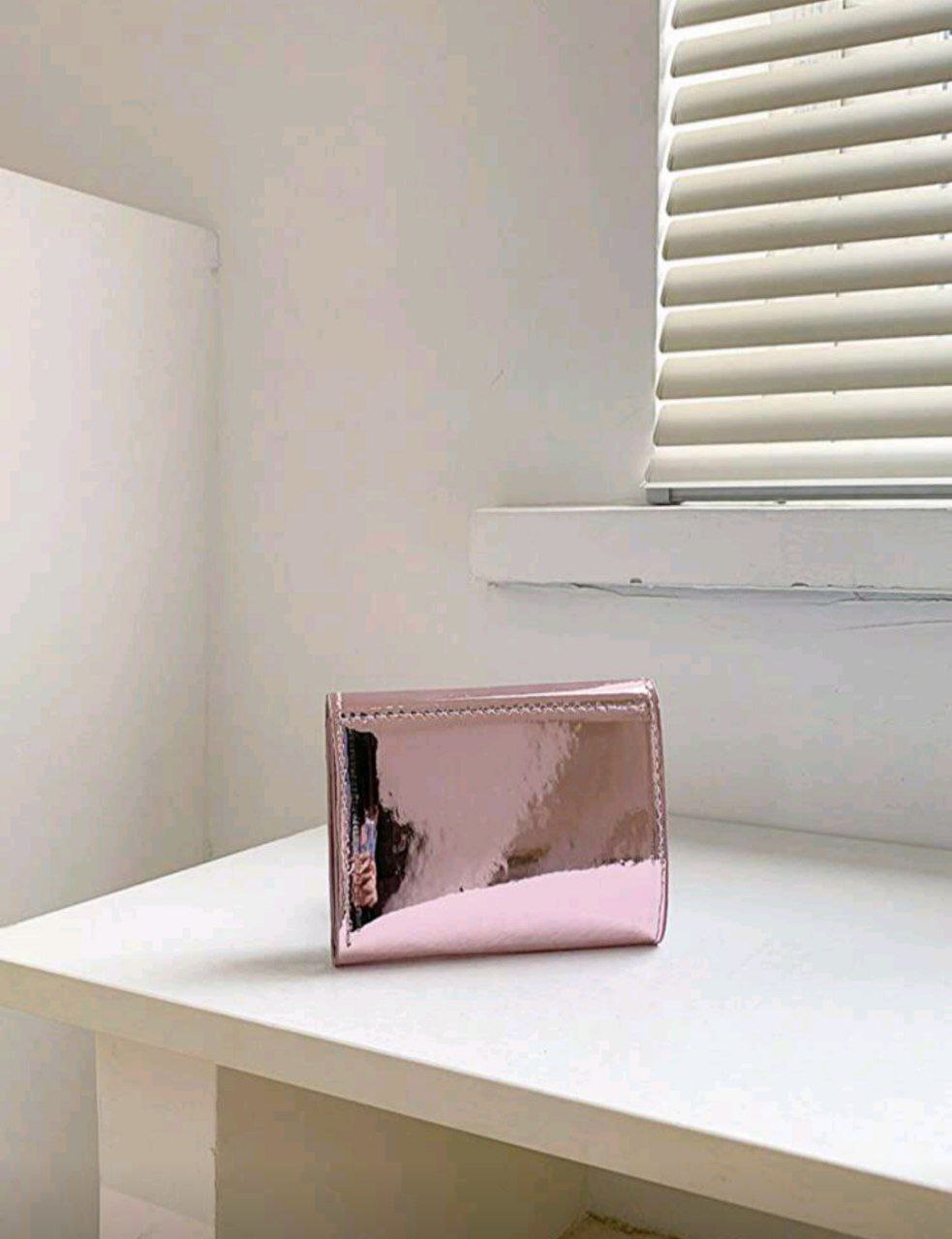 Shiny Short Coin Wallet – Solid Color Small Wallet for Women