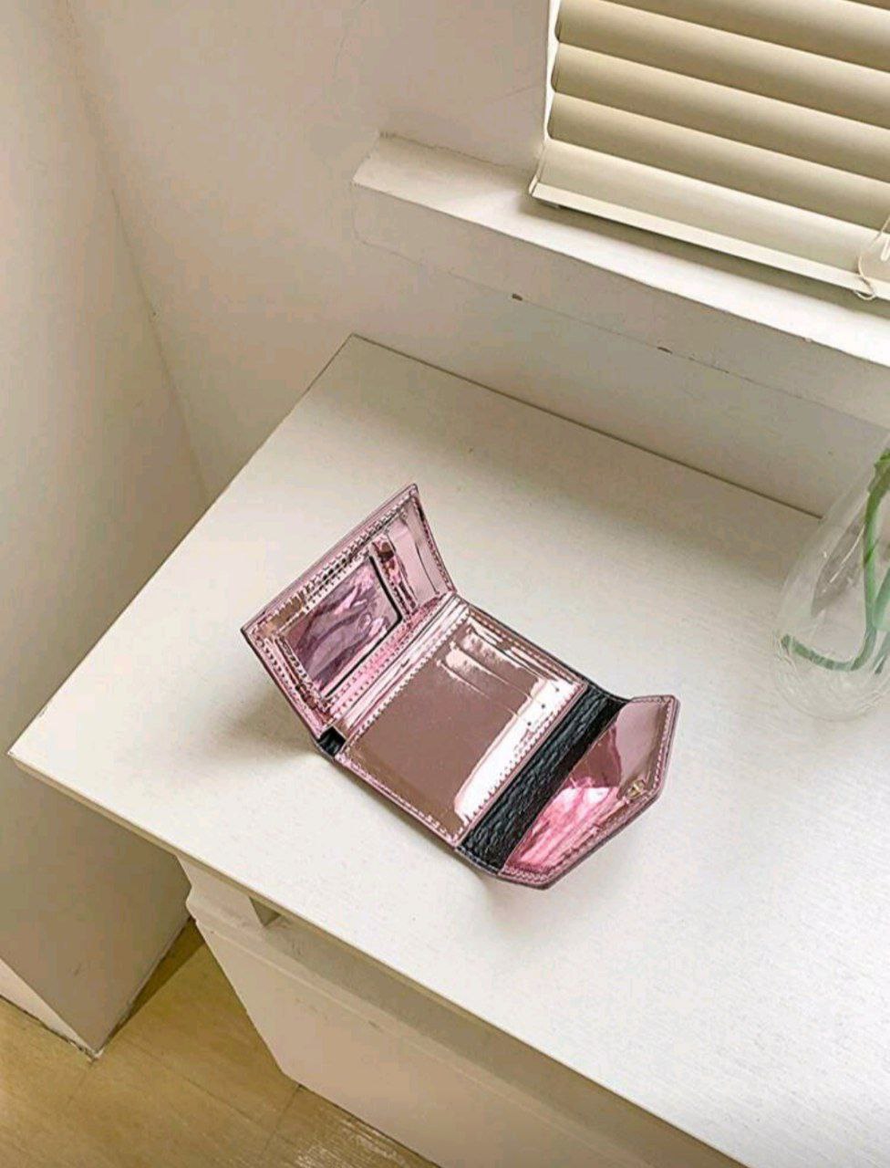 Shiny Short Coin Wallet – Solid Color Small Wallet for Women