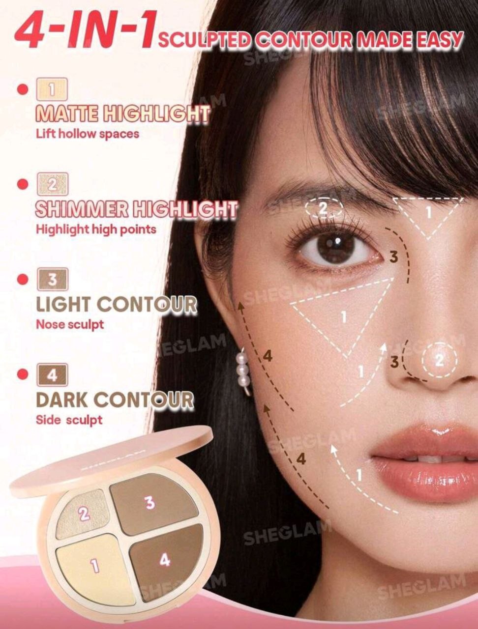 SHEGLAM Hypersculpt Highlight & Contour Palette – Warm