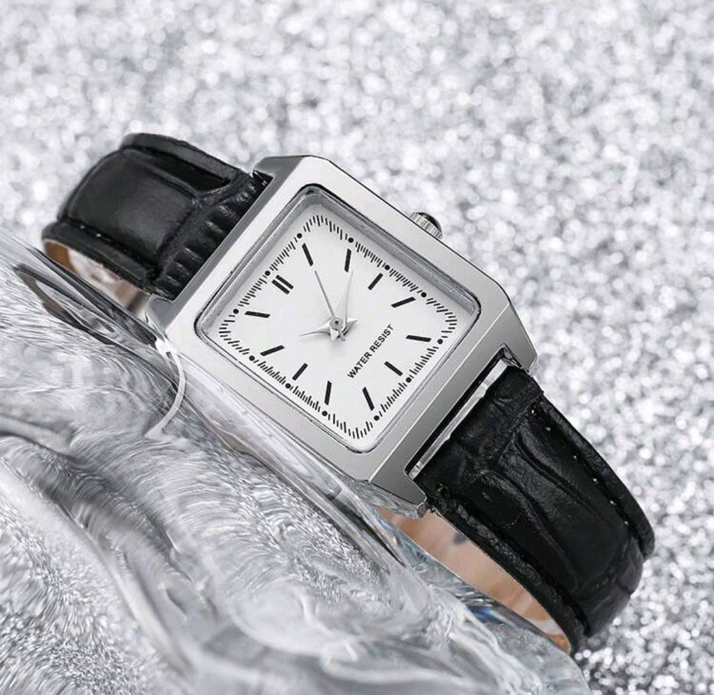Luxury Square Women’s PU Leather Watch – Gold & Silver – Business Style