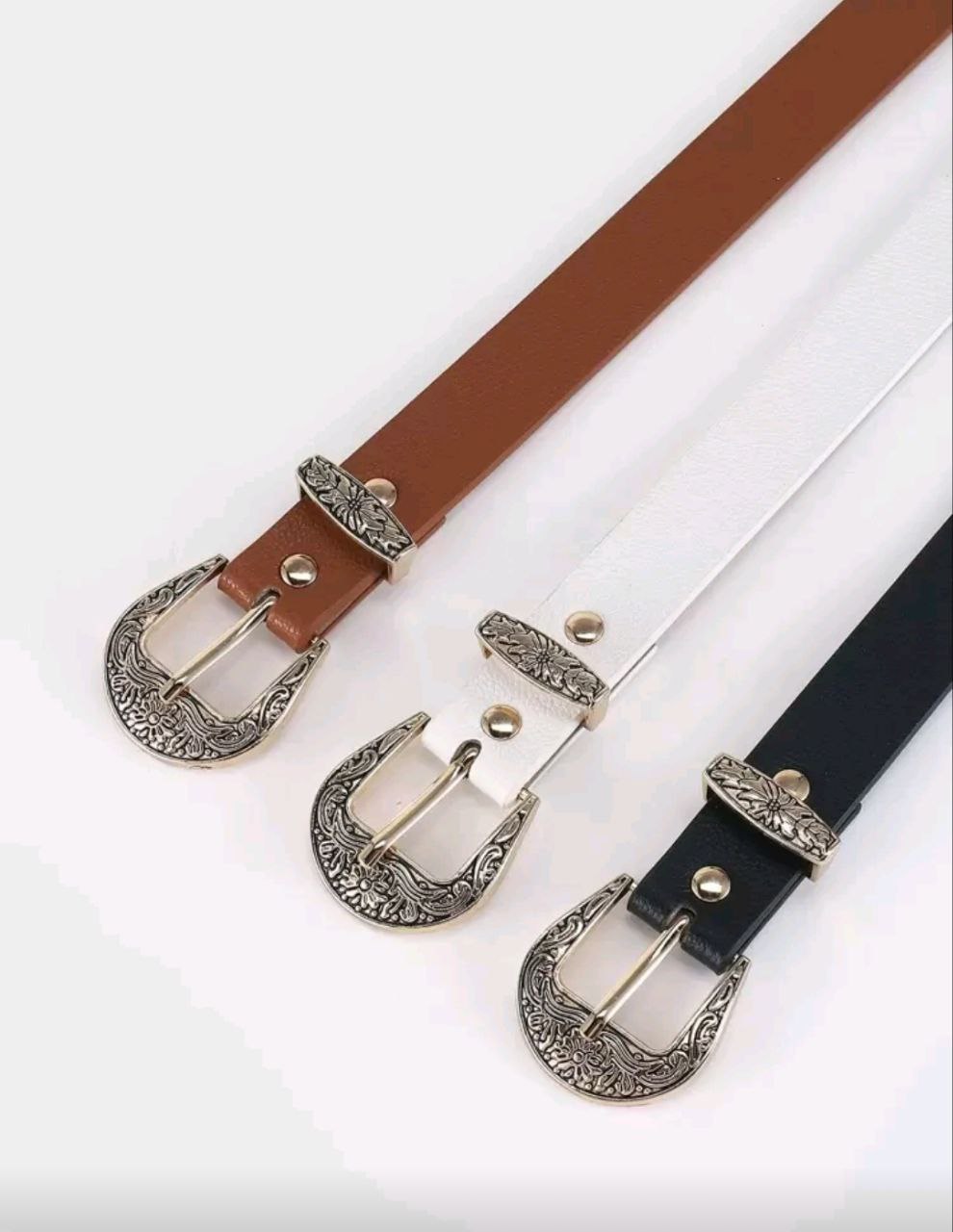 Women’s Vintage Western Belt – Gold-Tone Buckle ( Daily Wear )