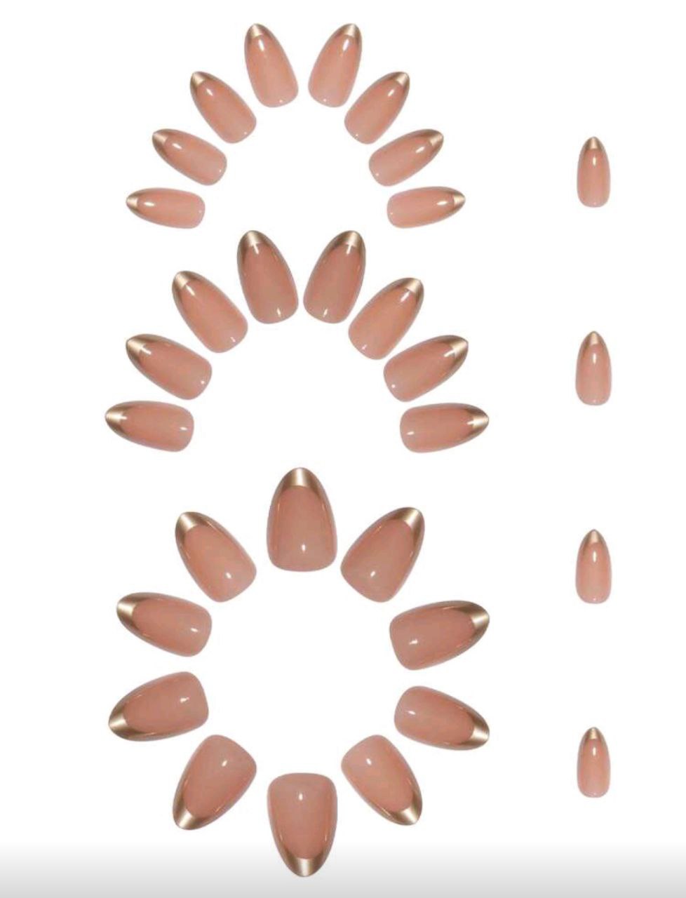 20PCS Aurora Gold French Almond Press-On Nails