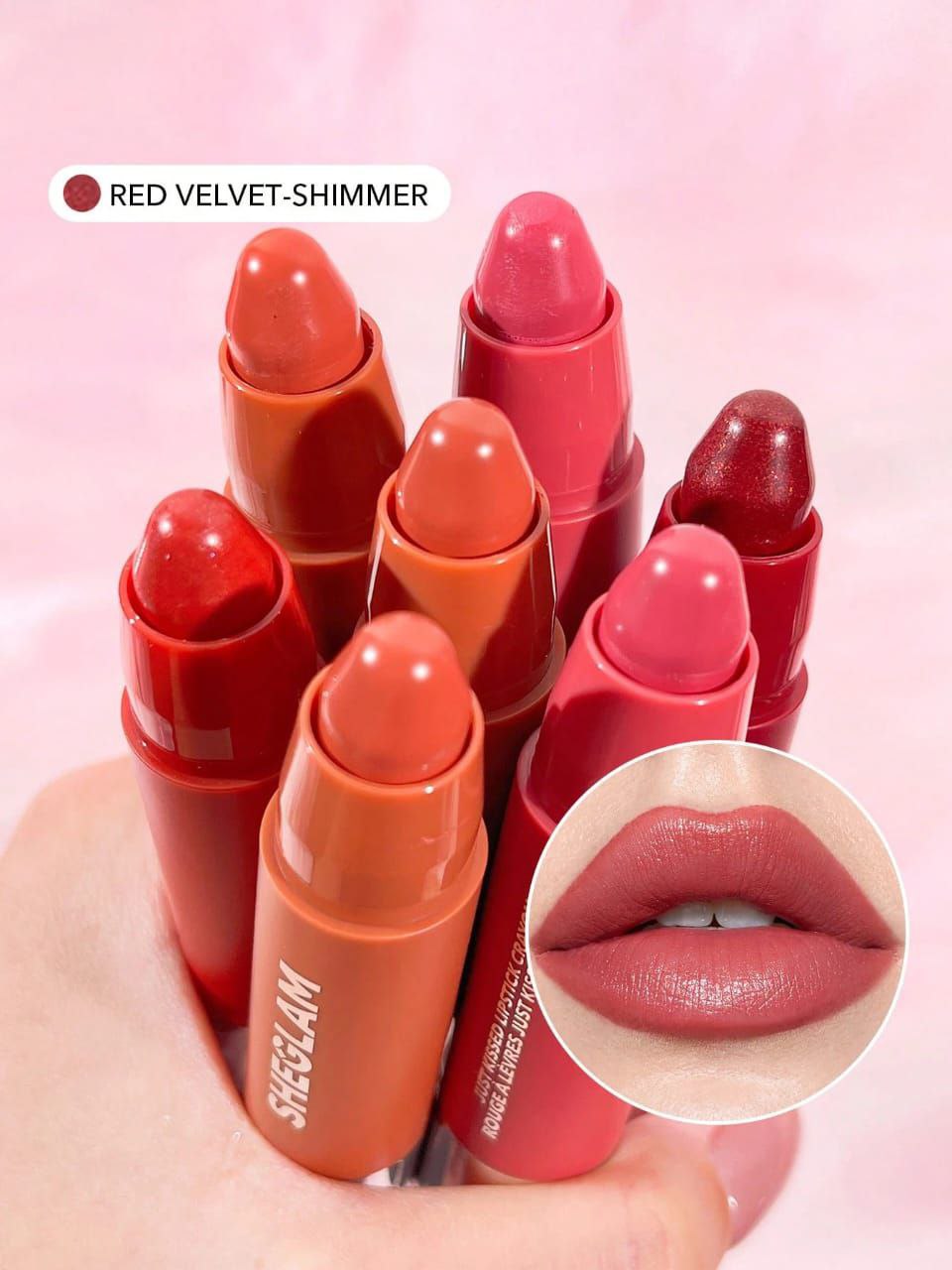 SHEGLAM Just Kissed Lipstick Crayon – Red Velvet Shimmer Matte Lip Glow