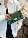 Fashionable Luminous Green Sequin Envelope Clutch Bag