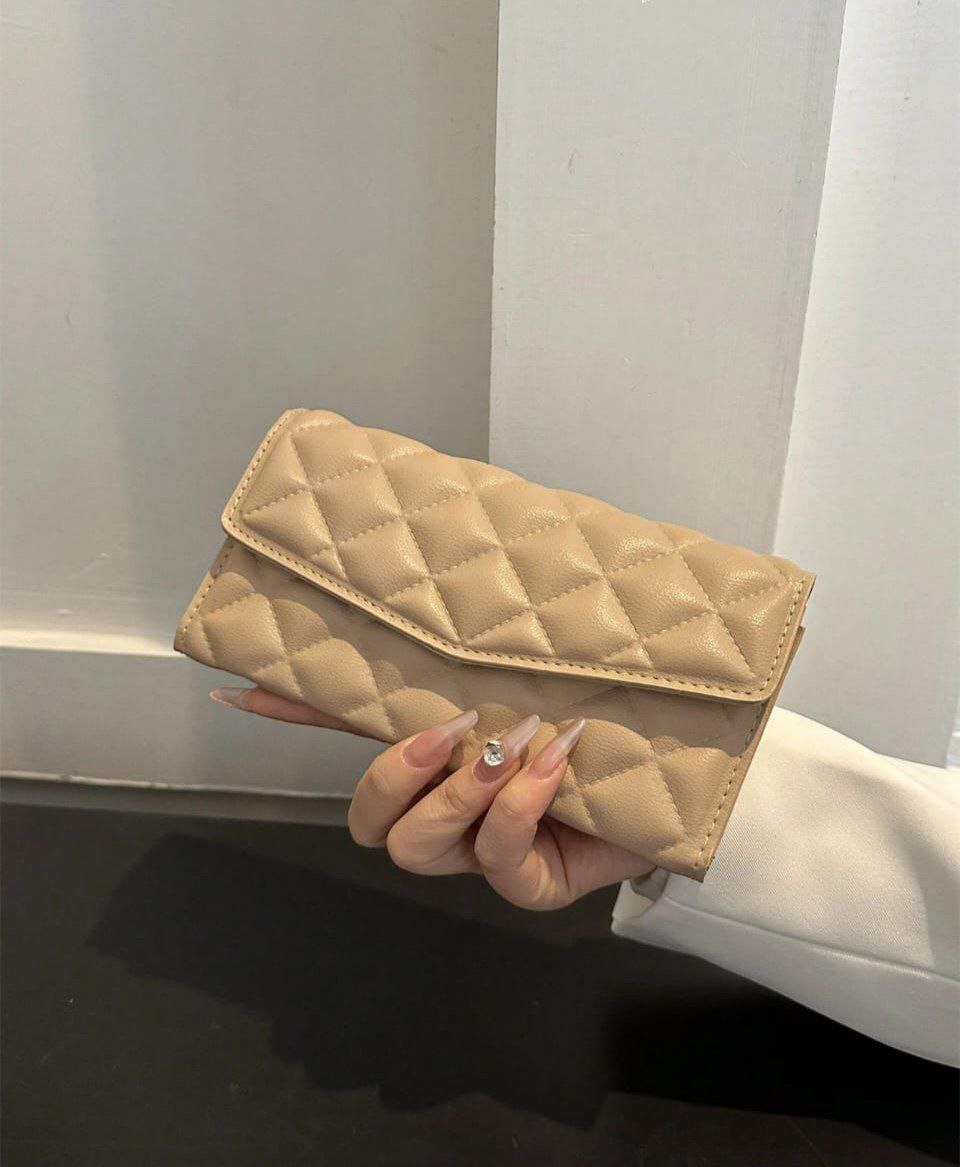 Women's Long Wallet ( Beige & Pink )