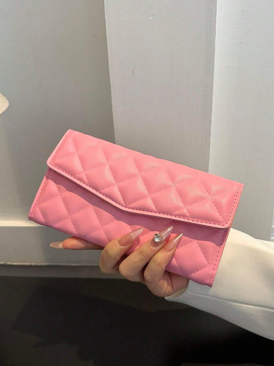 Women's Long Wallet ( Beige & Pink )