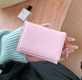 Korean Bow Tri-Fold Short Wallet – Cute Pink Multi-Card Coin Purse for Women