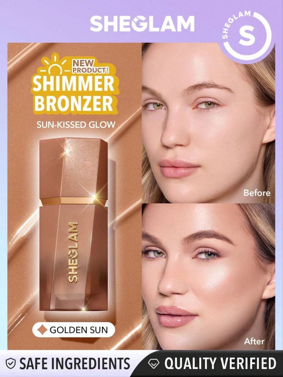 SHEGLAM Sun Beam Matte Liquid Bronzer – Golden Sun Lightweight Blendable Liquid Bronzer for Natural Matte Contour