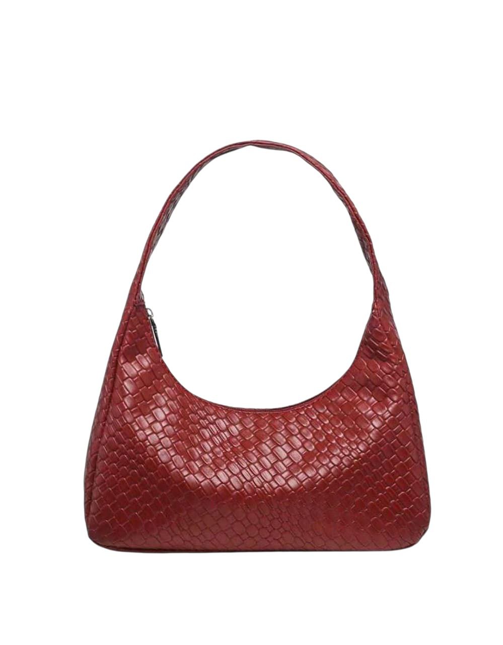 Burgundy PU Leather Shoulder Bag for Women & Girls