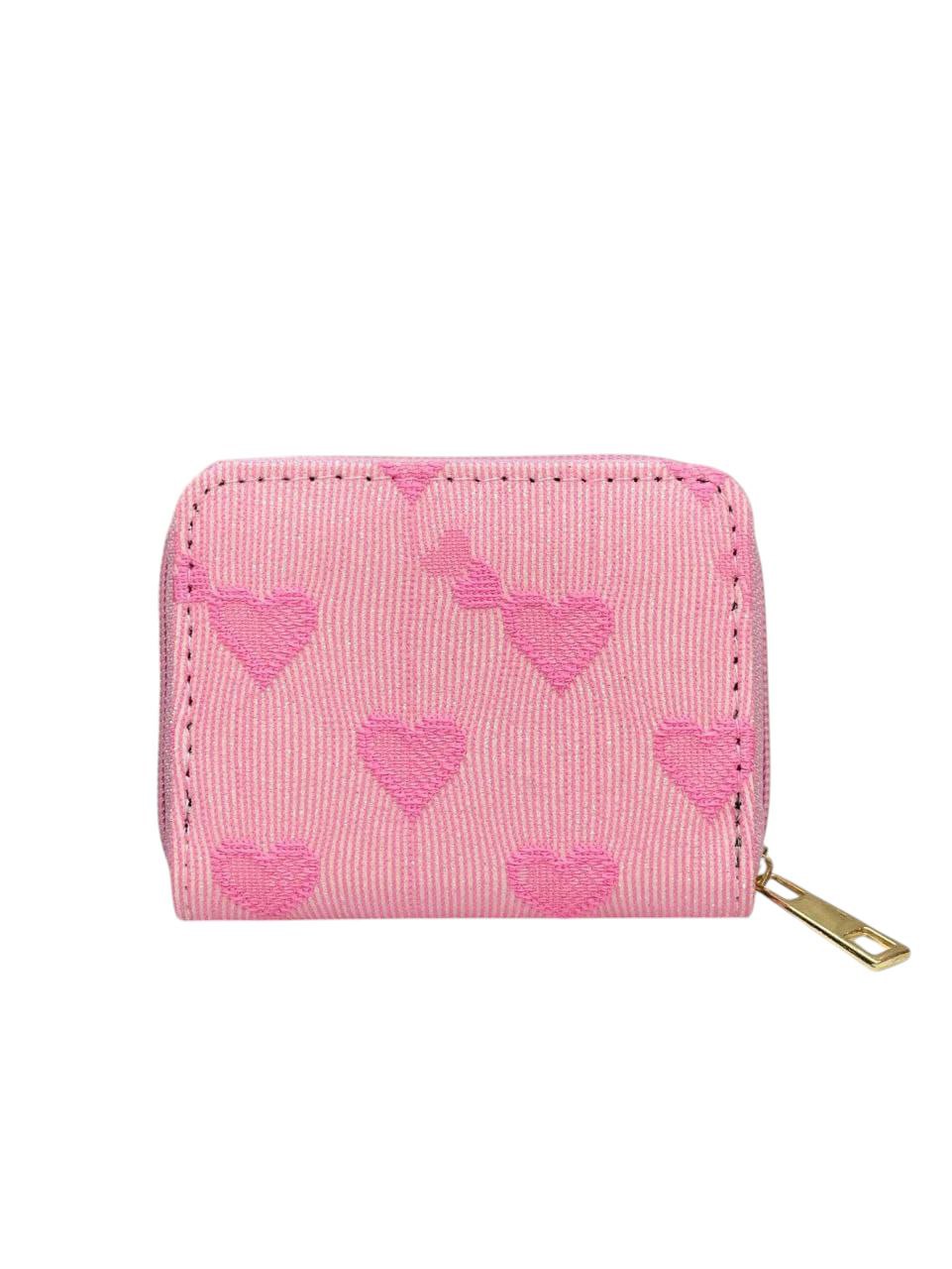 Cute Heart Glitter Mini Wallet – Pink Coin & Card Purse