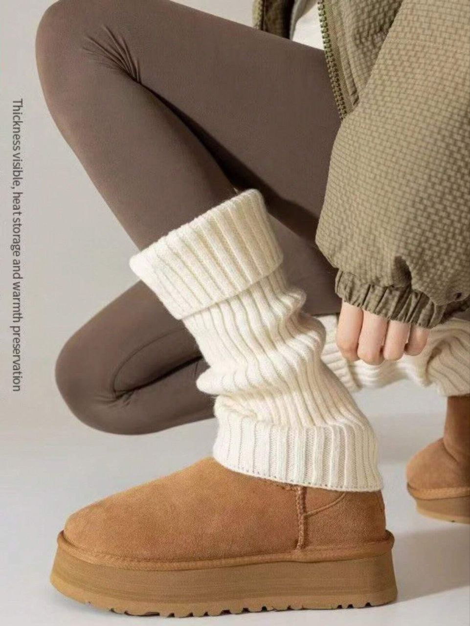 Women's 2-Way Knit Leg Warmers – White  – 40CM