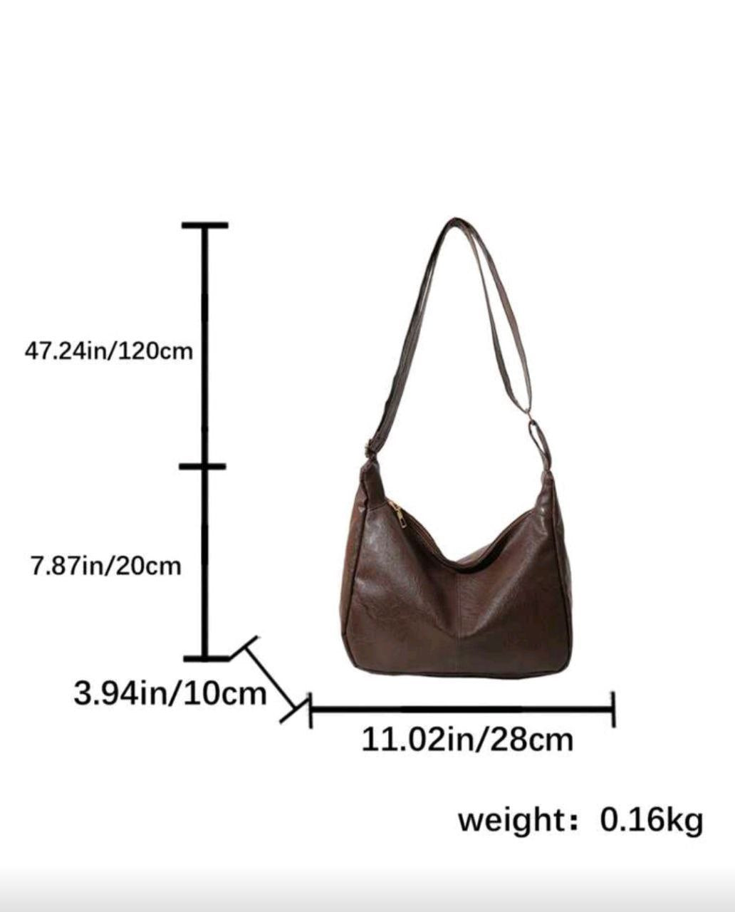 Vintage Korean Large Capacity Brown Crossbody Tote Bag – Retro Everyday Handbag