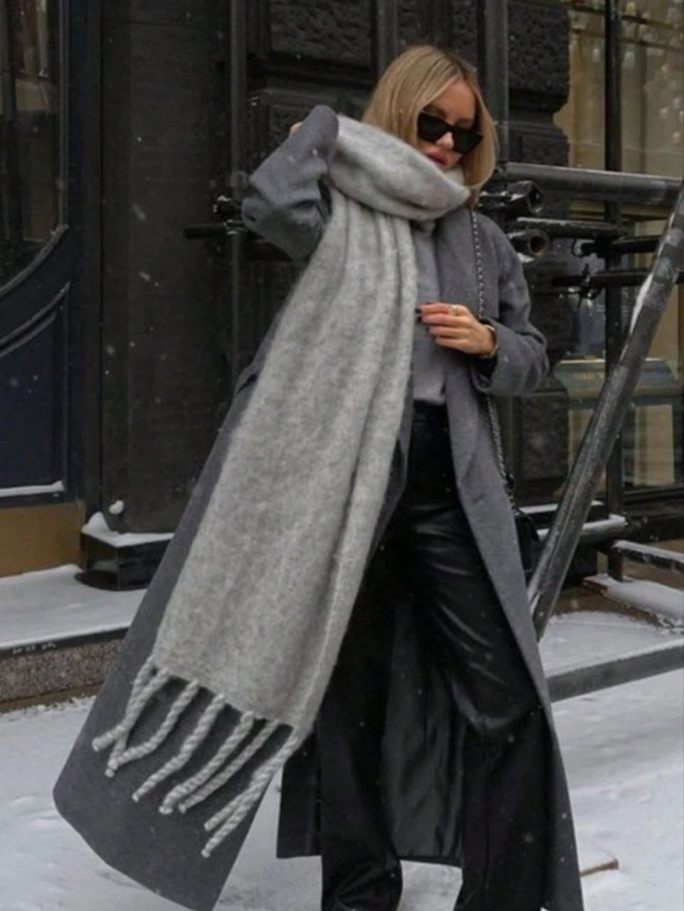Luxury Mohair-Style Fur Shawl – Red, White & Grey Collection