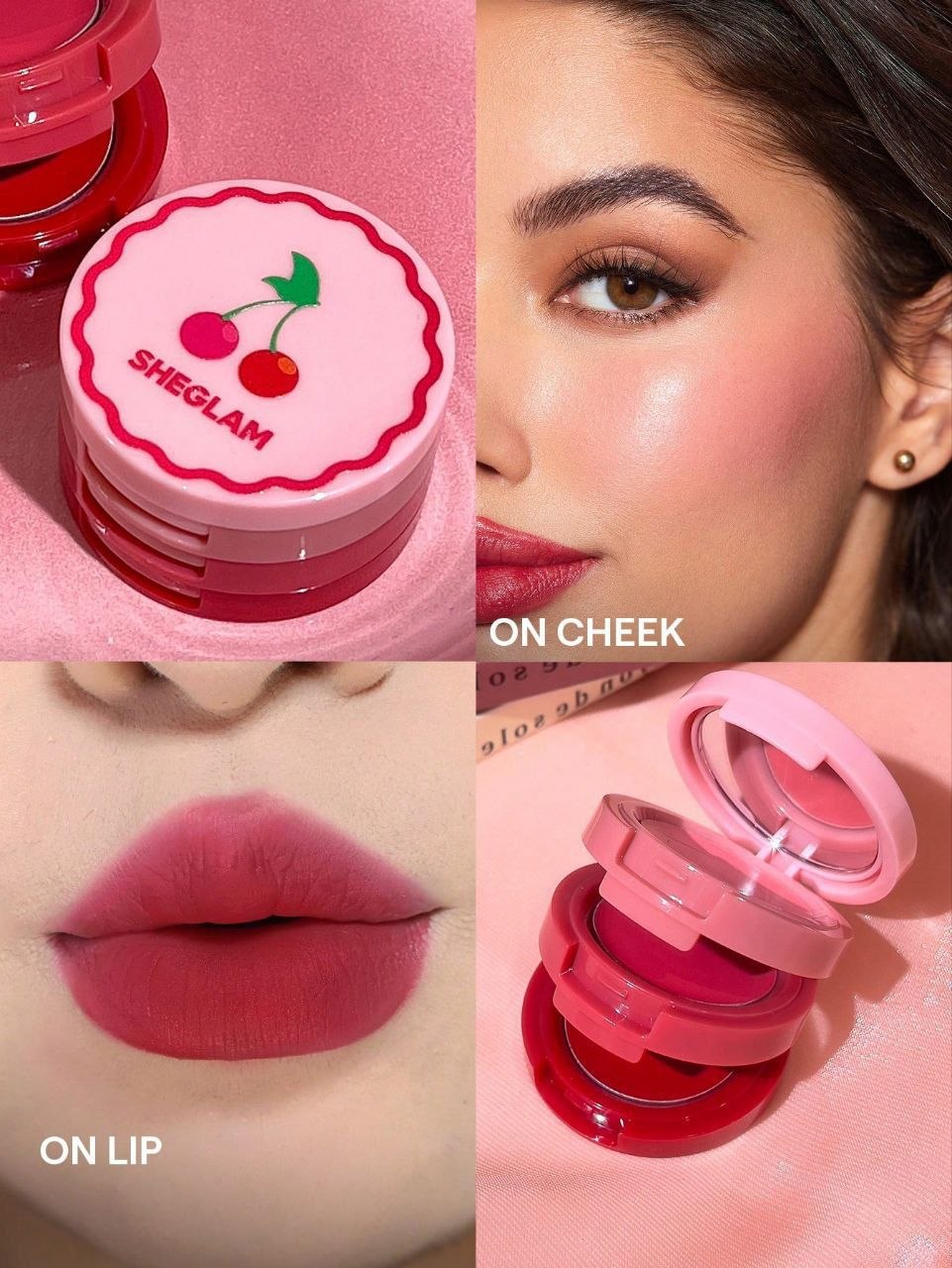 SHEGLAM Very Cherry Cheek & Lip Cream Stack – 2-in-1 Cream Duo