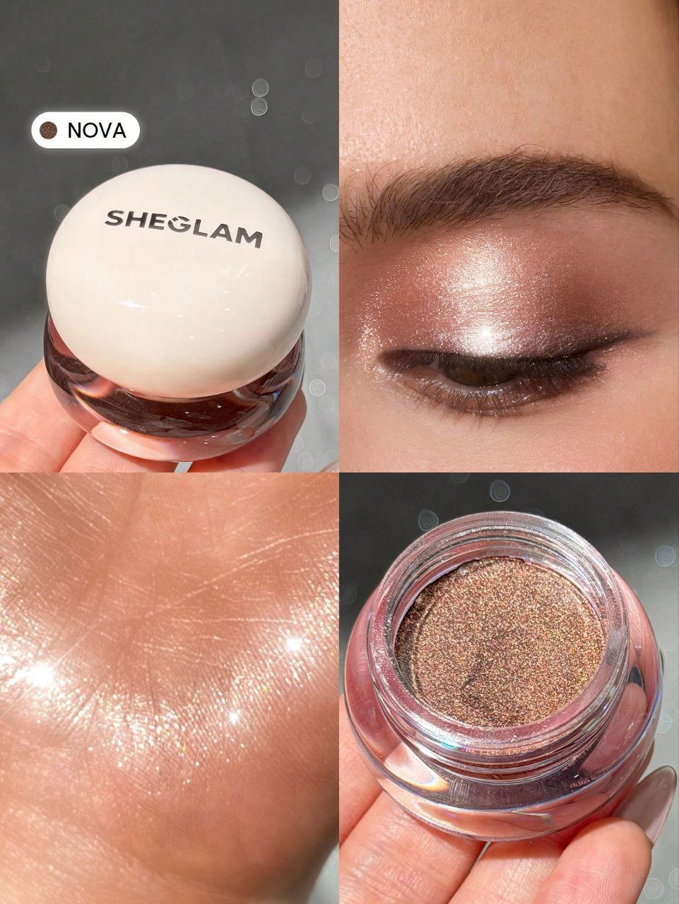 SHEGLAM Starstruck Cream Eyeshadow Pot – Long-Wear Shimmer Cream Shadow ( Veiled | Nova | Charm | Celeste )